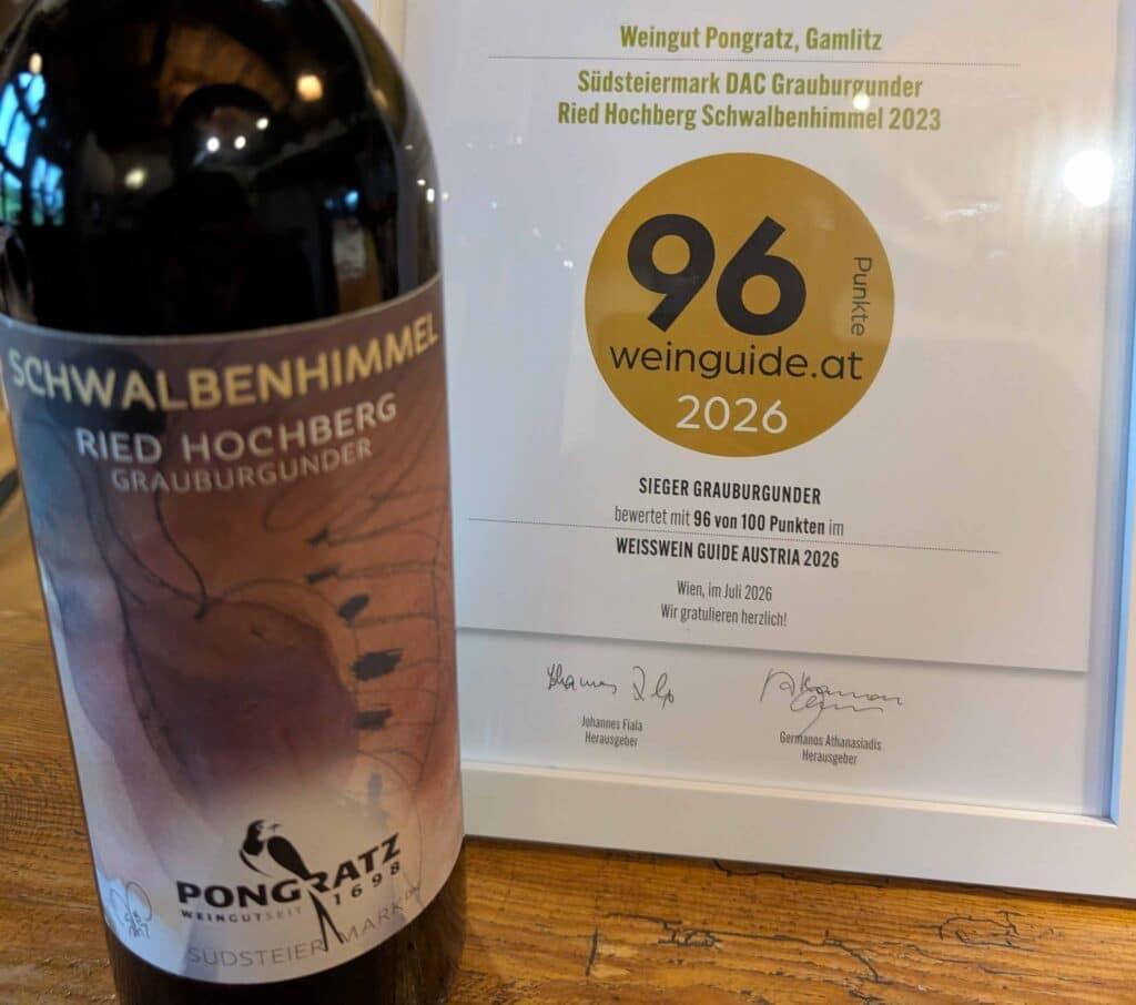 Grauburgunder Schwalbenhimmel vom Weingut Pongratz als bester Grauburgunder Österreichs ausgezeichnet Grauburgunder Pongratz Schwalbenhimmel